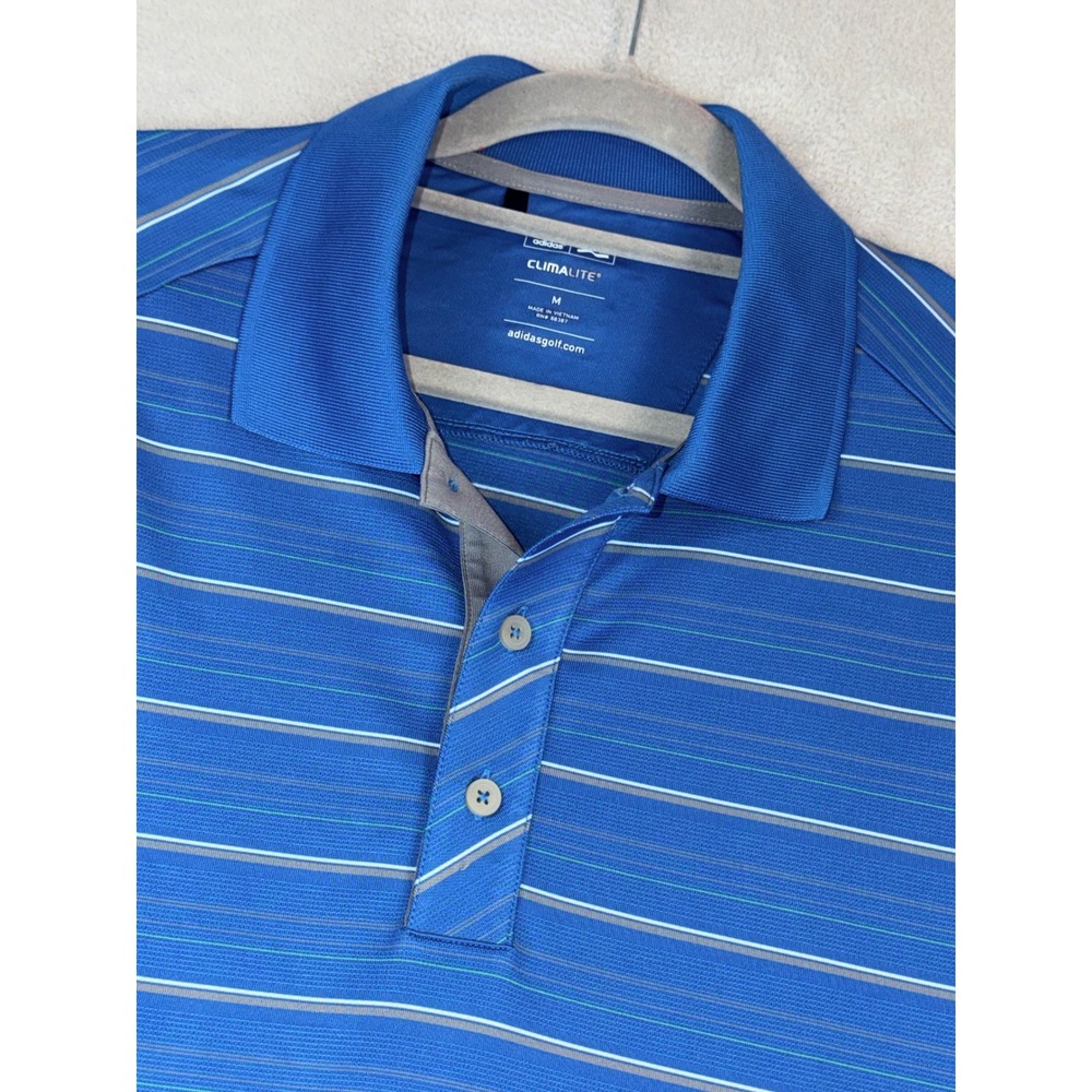Adidas Golf Mens Medium Performance Polo Shirt Blue ClimaLite Short Sleeve